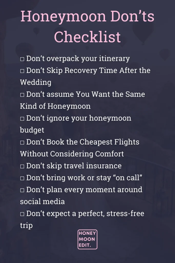 honeymoon don'ts